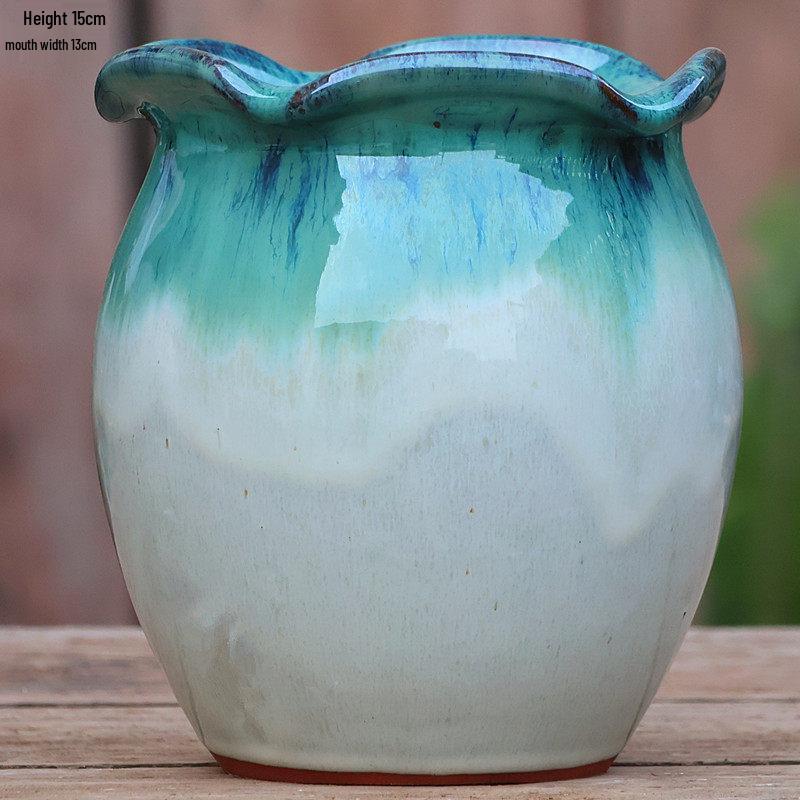 Handmade Retro Zisha Ceramic Pot for Succulents, Orchid, and Asparagus - Breathable Small Flower Pot