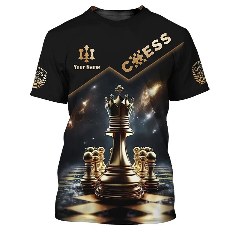 Cool Chess Pattern T Shirt For Men Customized 3D Printed T-Shirts Summer Fashion Round Neck Street Oversized Short Sleeve Tees