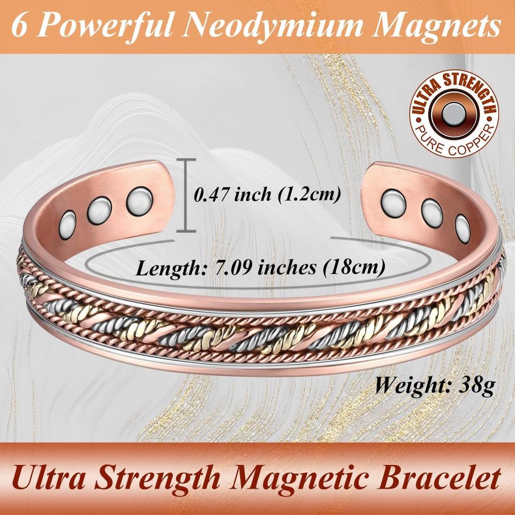 Kupferarmbänder für Damen 99% reines Kupfer Handgewebtes Armband Manschette Armreif