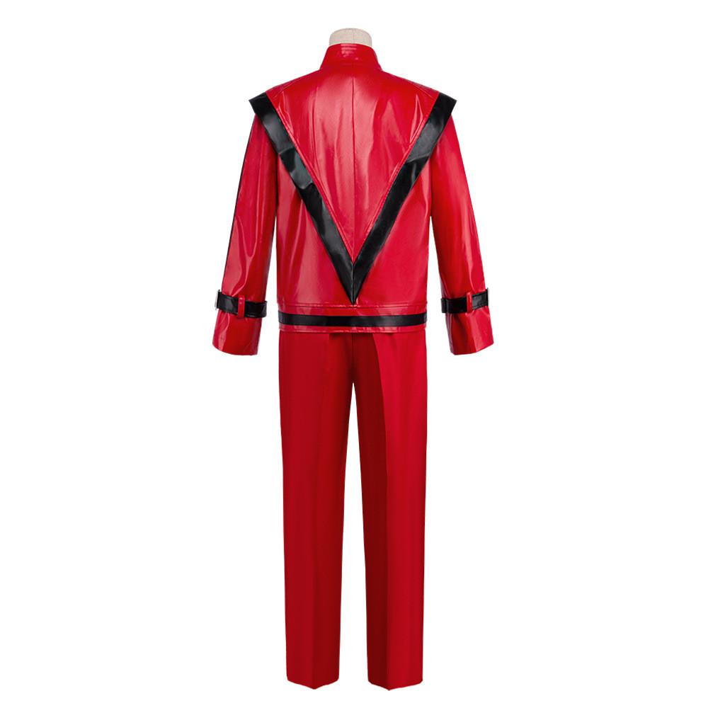 Michael Jackson Cosplay Costume Red Leather Jacket And Pants For Stage Performers