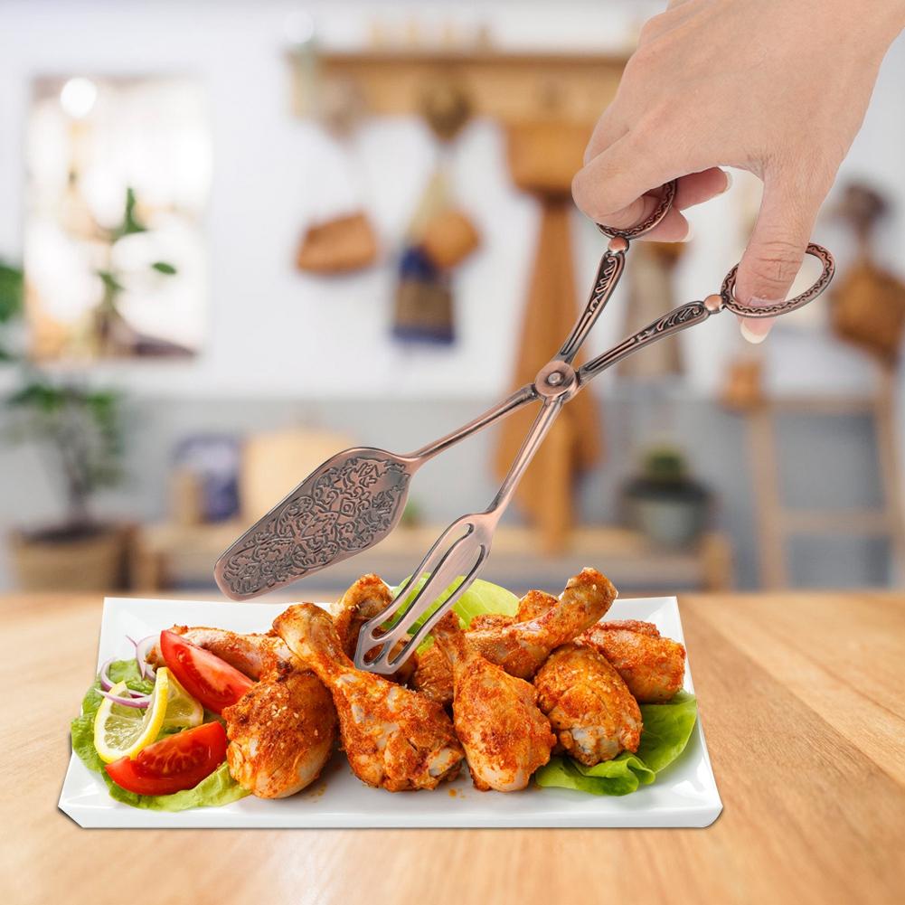 Retro Elegant Zinc Alloy Bread Tong Cooking Baking Kitchen Food Clip