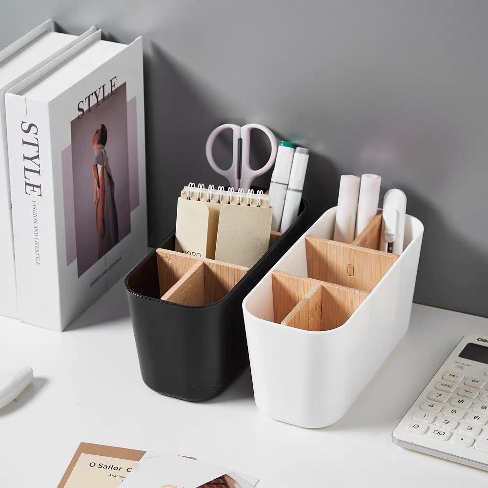 Bamboo Wood Storage Box for Stationery & Cosmetics