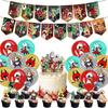 Birthday Theme Party Decoration Banner Pull Flag Cake Flag Balloon- Set