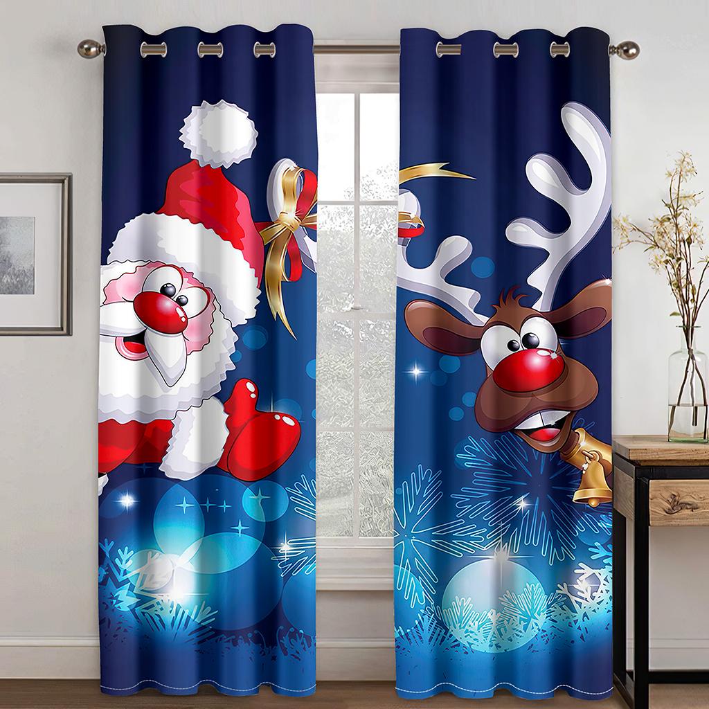 Сказочные рождественские шторы с изображением Санта-Клауса для гостиной — фото 3