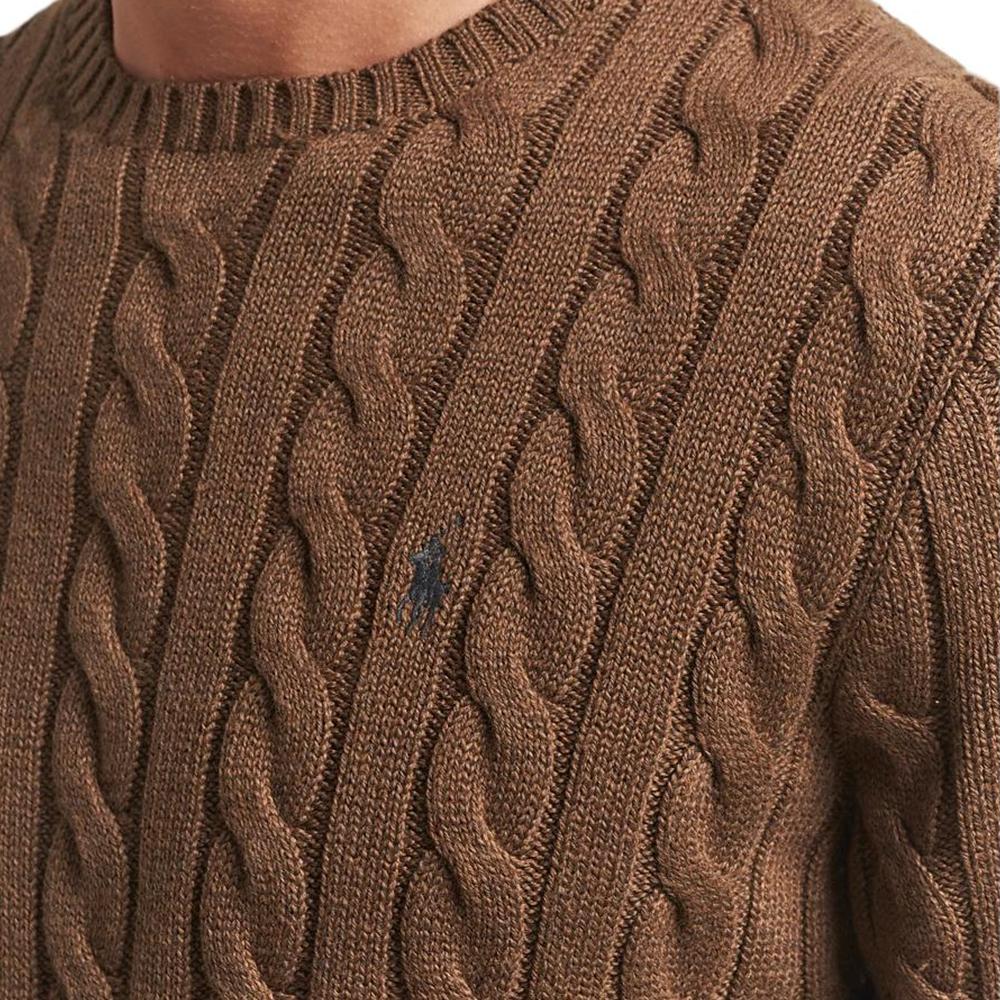 Polo Ralph Lauren Logo Embroidered Slim Fit Long Sleeve Knit Sweater Men sweater Coffee-Brown 710775885-520