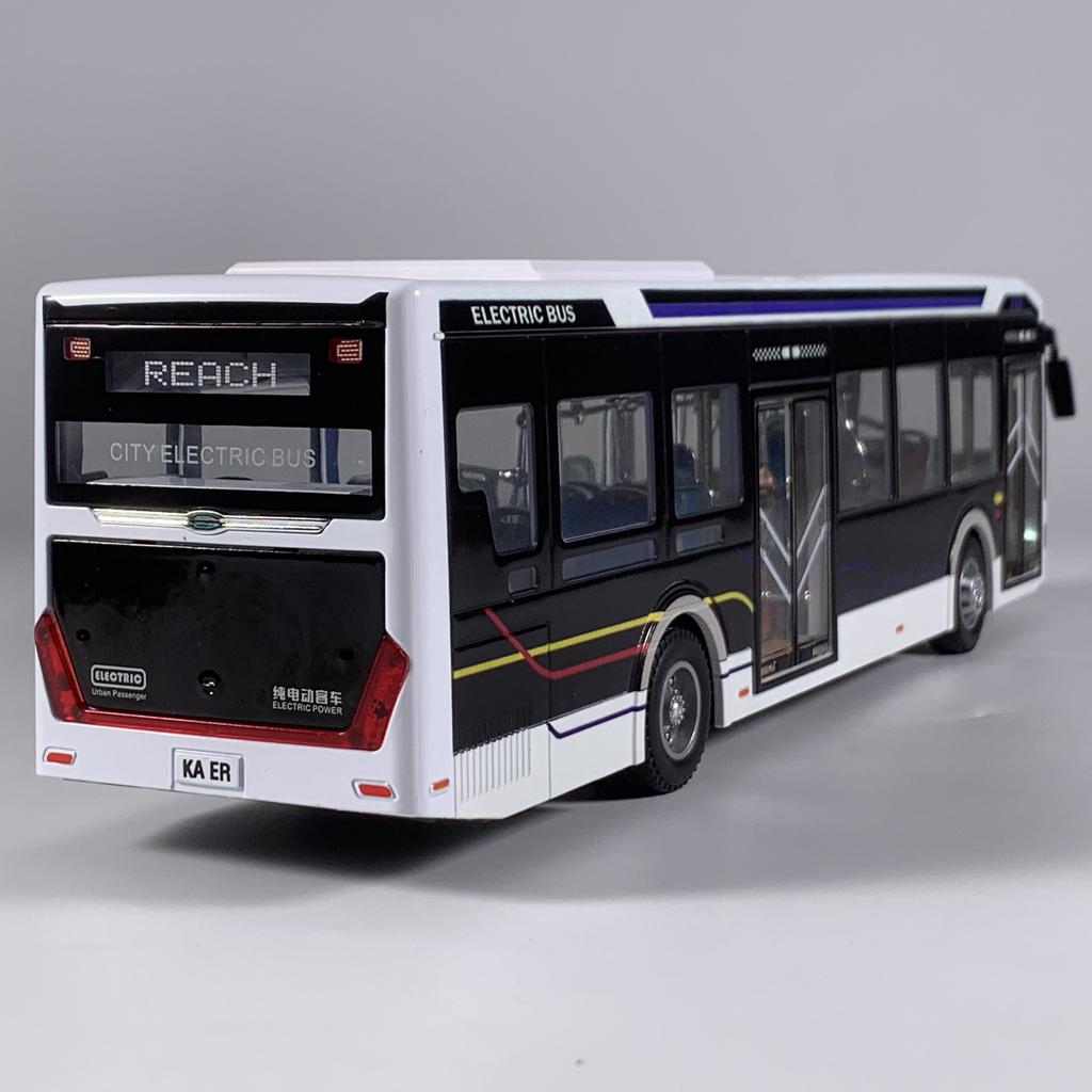 1/42 New Energy Bus Alloy Metal Diecast Model Car Sound & Light Pull Back Ideal Boy’s Children Toy Birthday Gifts with Children