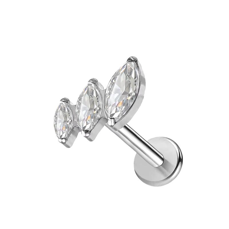 Hot Sale Body Jewelry: Titanium Labret Flatback Tragus Earring Stud Internal Thread Zircon Rings