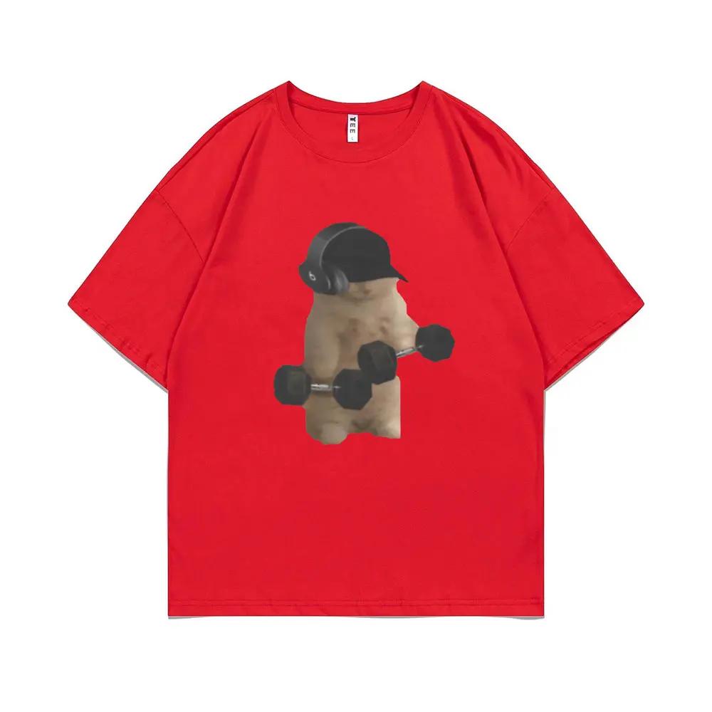 Funny Gym Cat Meme Printed Tshirt Sam Sulek Fitness Pump Cover Memes T-shirts Women Casual T Shirt Summer Clothing