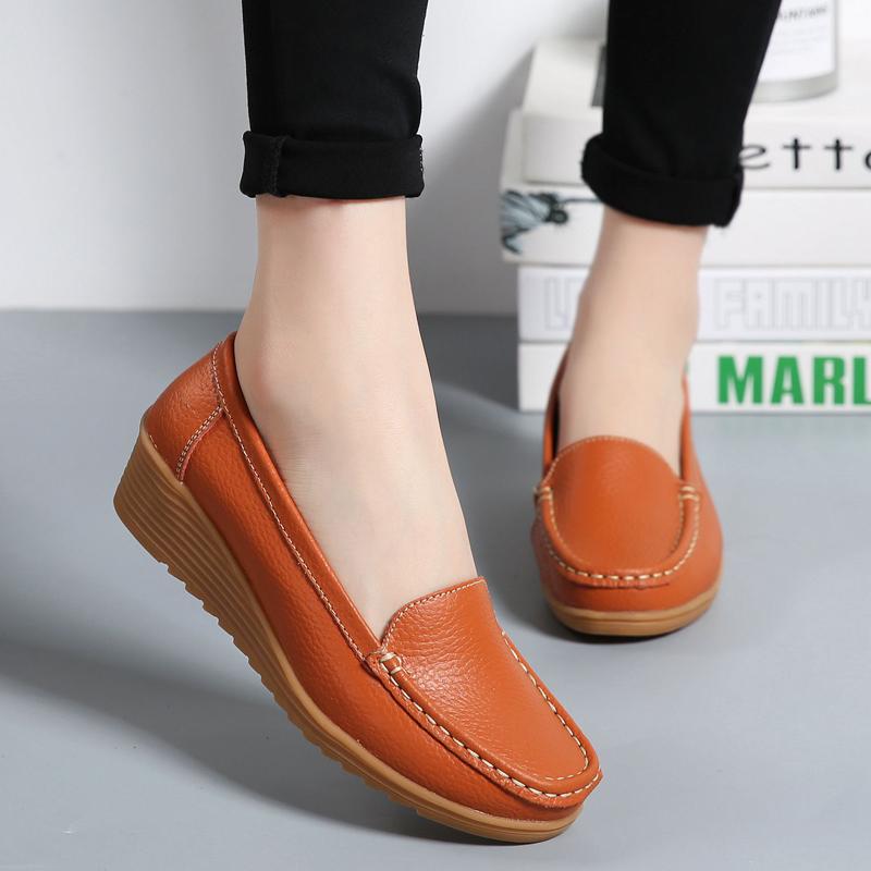 Scarpe basse da donna in pelle con plateau per primavera/autunno