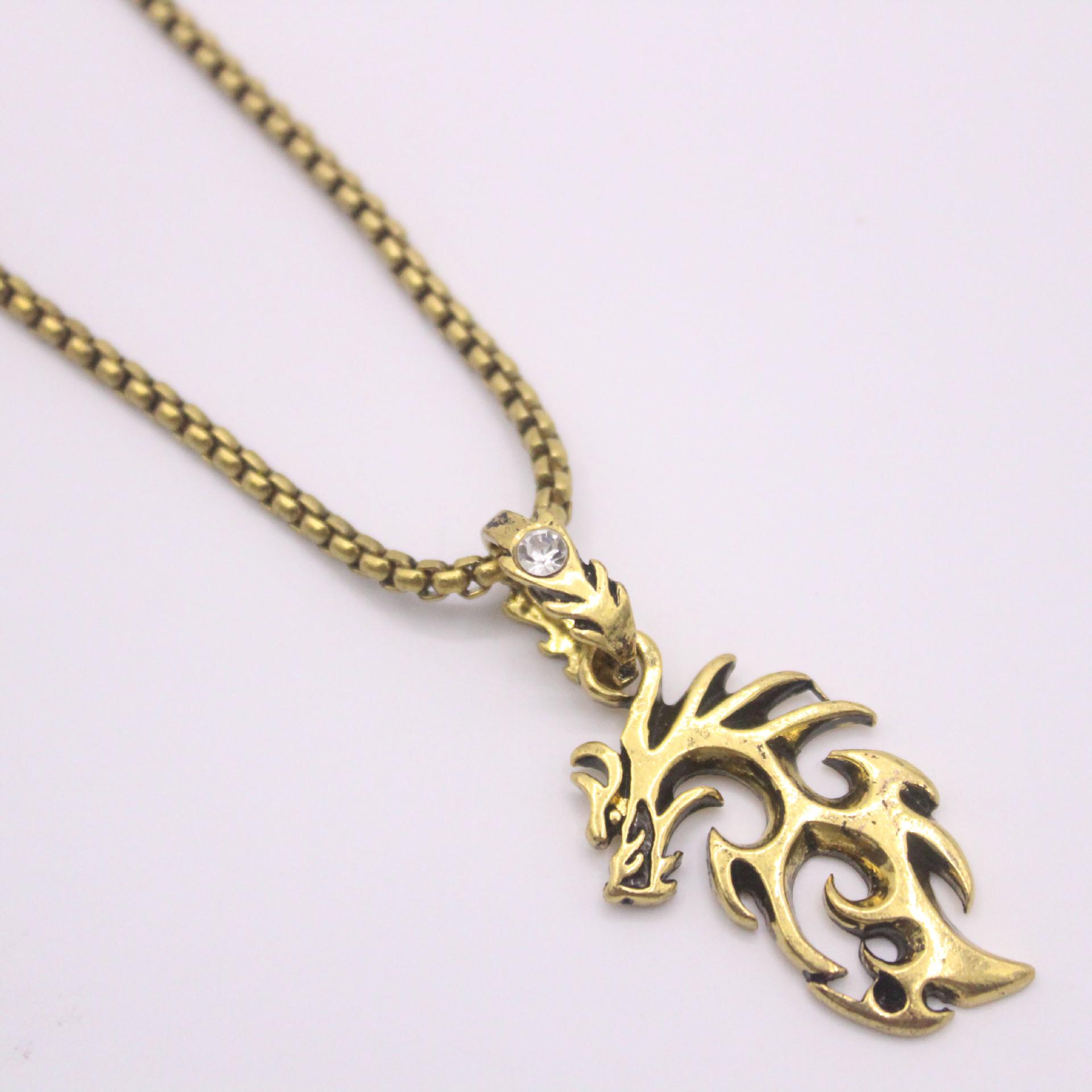 European  American Punk Hip Hop Flying Dragon Necklace: Unisex Retro Pendant