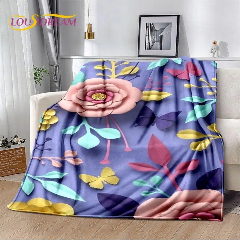 Nordic 3D Daisy Flower Soft Plush Blanket,Flannel Blanket Throw Blanket for Living Room Bedroom Bed Sofa Picnic Cover Bettdecke