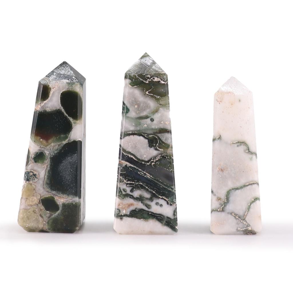 Moss Agate Crystal Towers Set of 3 3.5-5cm