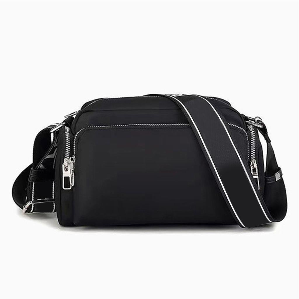 Nylon Fashionable Messenger Bag Women Casual Letter Print Adjustable Strap Shoulder Bag for Party Black Free Size