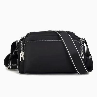 Nylon Fashionable Messenger Bag Women Casual Letter Print Adjustable Strap Shoulder Bag for Party Black Free Size