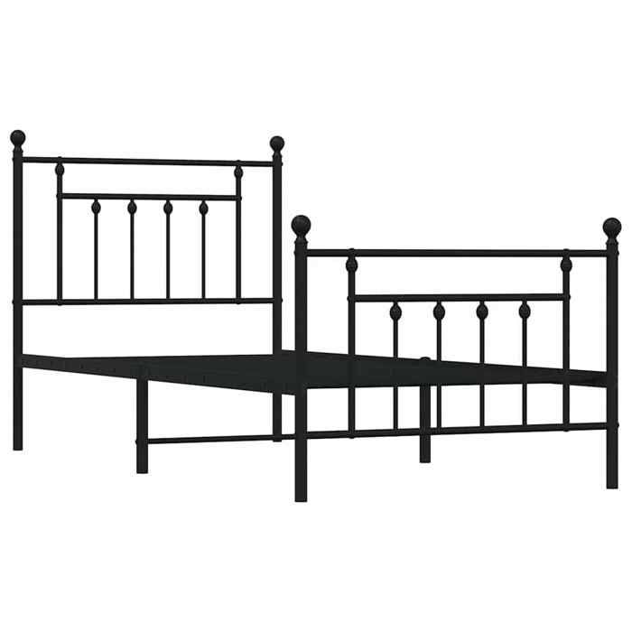 VidaXL Cadre de lit métal avec tête de lit-pied de lit noir 90x190 cm 353547