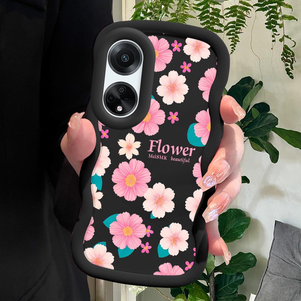 

Окрашенный узор Big Wave Edge Мягкий силиконовый материал Macaron чехол для телефона противоударный защитный резиновый чехол для OPPO Reno Realme OPPO AX5 чёрный