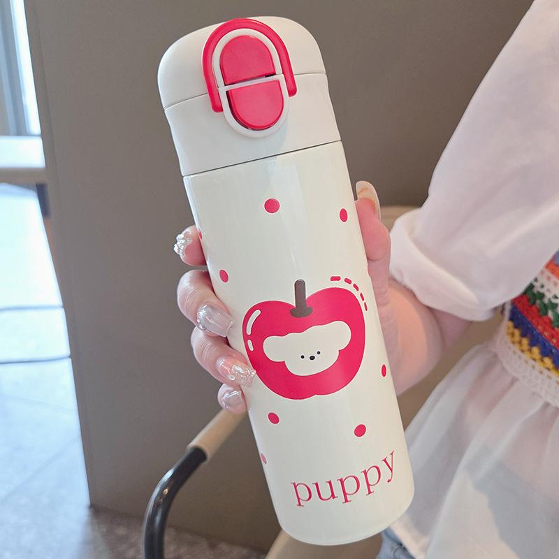 

Cute Capibala Children Thermos Bottles For Girls Boy Stainless Steel Straw Tumbler Outdoor School Insulation Double Drinking Cup 500ml червоний