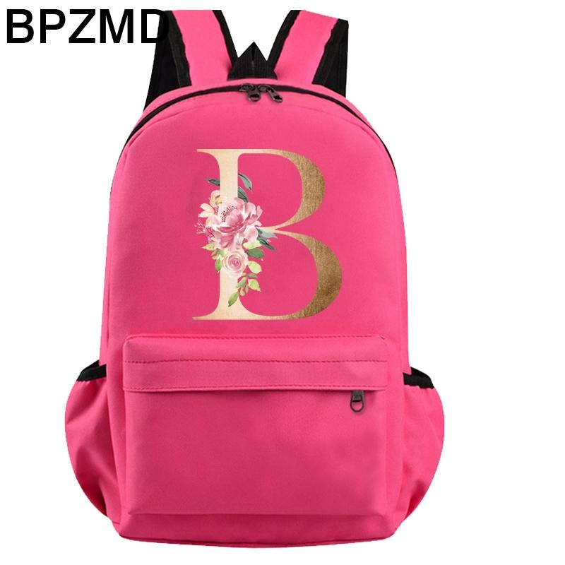 

Рюкзак с 26 английскими буквами, розово-красный, холст для косплея, детский школьный рюкзак, дорожная сумка, сумка для книг в школу