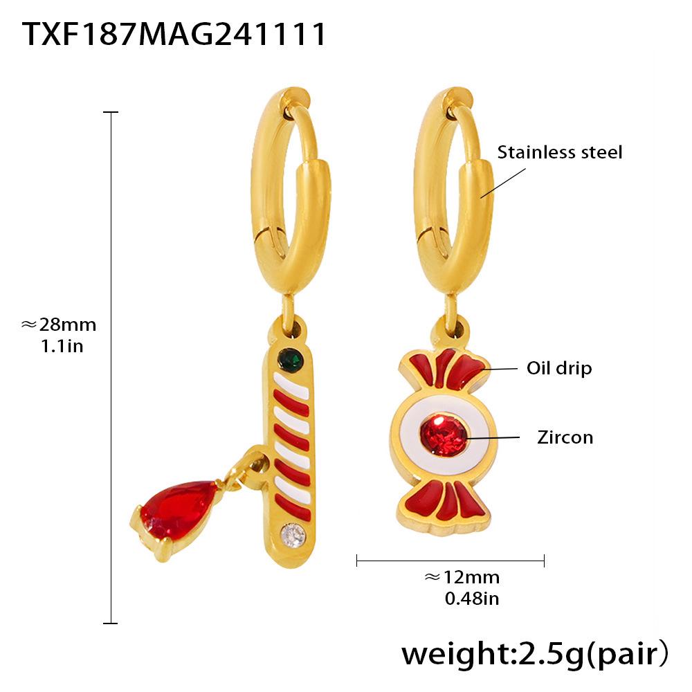 18K Gold-Plated Zircon Enamel Earrings Set