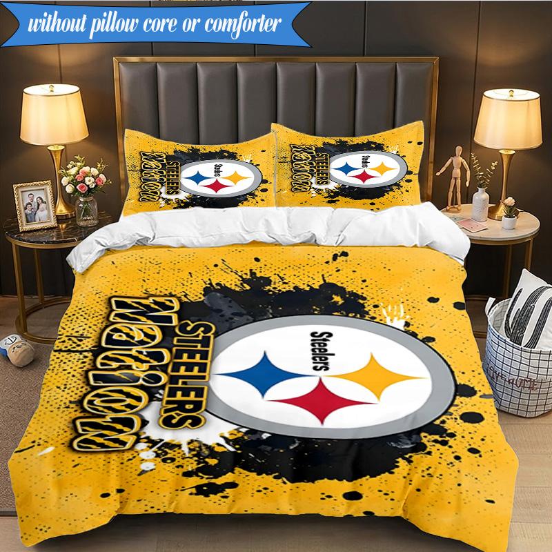 Pittsburgh Steelers Logo Art 3pcs Bedding,Including 1pc Duvet Cover And 2pcs Pillowcases Perfect for Christmas,Ideal for Bedroom, Dormitory