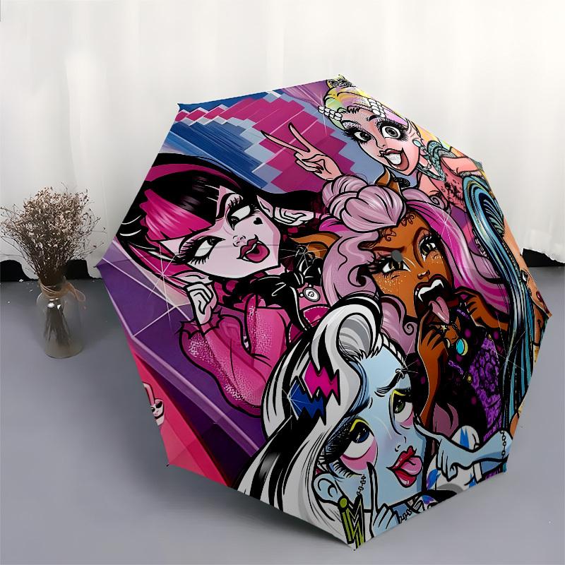 Monster High S Automatic Opening and Closing, 8 Rib Structure Portable Umbrella, Suitable for Men and Women In All Seasons  Perfect Gift for