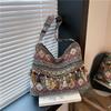 Ethnic Inspired Shoulder Bag Made From Special Material With Zipper Closure