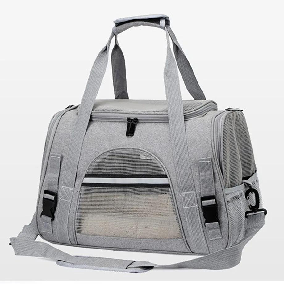 

Дышащие сумки-переноски для кошек и собак, переносные сумки для домашних животных, дорожная сумка для перевозки собак, сумка для домашних животных с застежками-молниями безопасности S 43x28x25cm серый