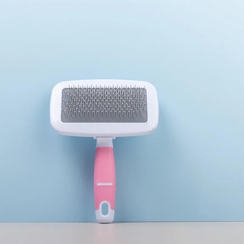 

Pet Hair Removal Comb Stainless Steel Dog Grooming Brush Cat Comb Pet Styling Massage Open Knot Comb 10CM розовый