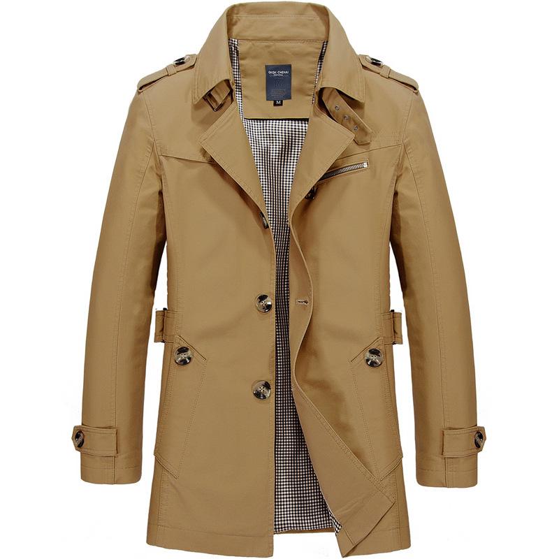 Frühlings- und Herbst-Herrenjacken Lässiger Business-Trenchcoat Herren Freizeitmantel Herren Einreiher Windjacken