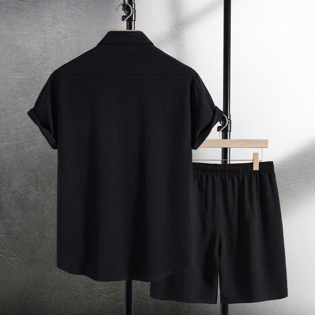 Men's Casual Short-sleeved Suit Men's Hawaiian Beach Casual Shorts Suit