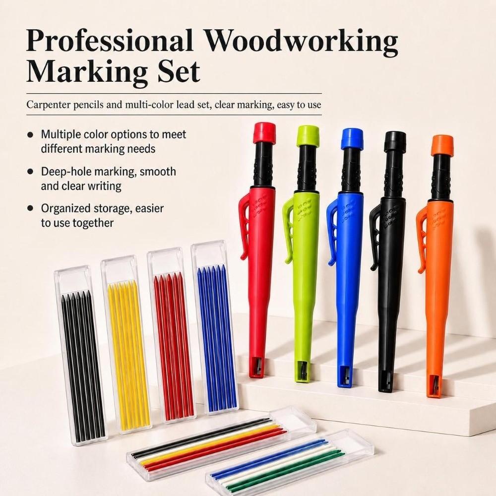 Plastic Woodworking Marker Pen Graphite Leads Deep Hole Pencil Construction Marking