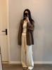 Women's Designer Mid-Length Wool Cardigan with Double Zipper and Stand Collar - Perfect Loose Sweater for Autumn and Winter.