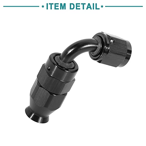 ACROPIX Automotive Hose End Fittings PTFE for Fuel Oil Line AN4 90 Degree Rotatable Black 1pc
