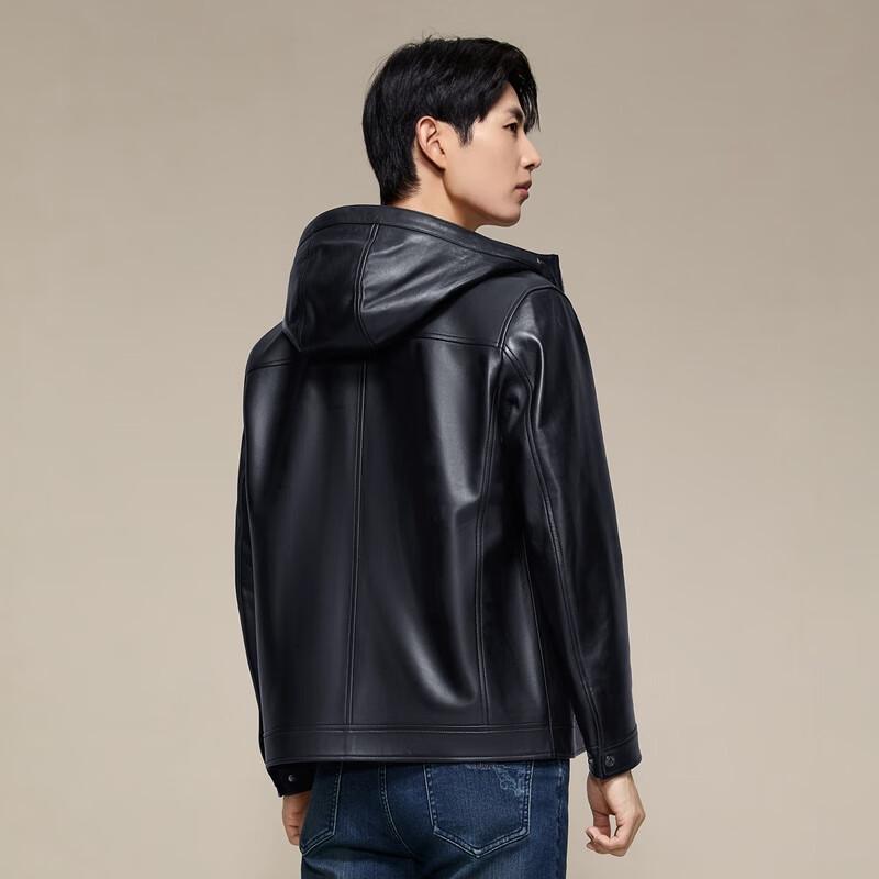 Septwolves Men's Hooded Lambskin Leather Jacket