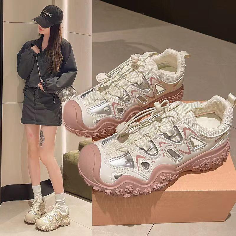 Thick-soled Hollow Dad Shoes Women's 2025 Summer New Non-slip Mountaineering Hole Shoes Sandals Outdoor Sports and Leisure Shoes