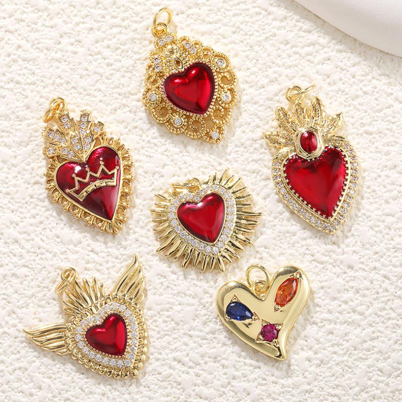 

1 шт. Медное золотое покрытие эмалью Love Series подарок Love кулон красный кулон в форме сердца DIY ожерелье браслет