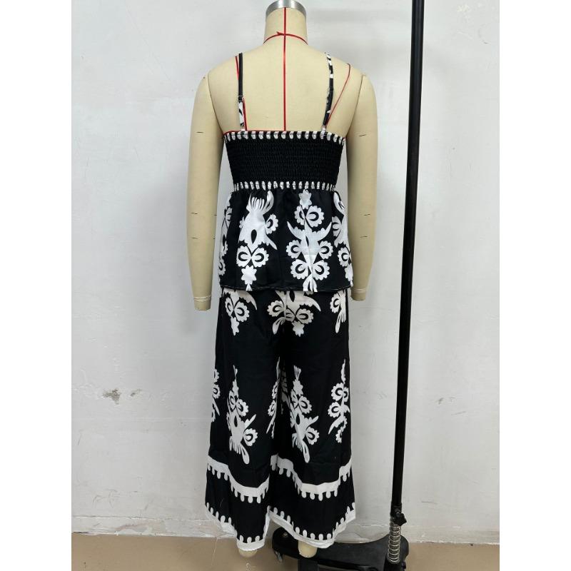 Women's Summer National Style Slim-fit Halter Pant Suit