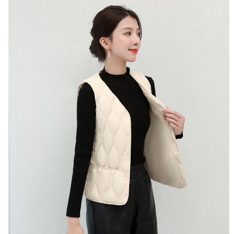 

Женский осенне-зимний приталенный пуховый хлопковый жилет - на бархатной подкладке, толстый, теплый, короткий жилет 2XL (120-130 jin)