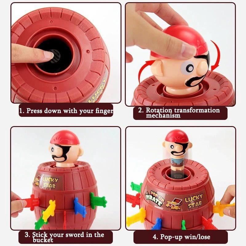 Funny Pirate Barrel Toy Sword Stab Jumping Pirate Game Board Children Halloween Toys Parent-child Interactive Toys for Kids Boys