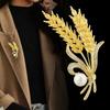 [Golden Wheat Ears] High-End Luxury Corsage Pearl Diamond Crystal Light Luxury Brooch Coat Suit Gift Pin