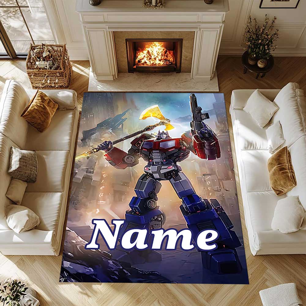 Transformers Fans Customize Your Name Rug, Office Chair Cushion, Home Bedroom Living Room Gift.