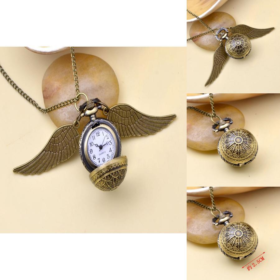 Enchanting Xmas Gift Golden Snitch Retro Wing Ball Watch Necklace With Timeless Vintage Appeal