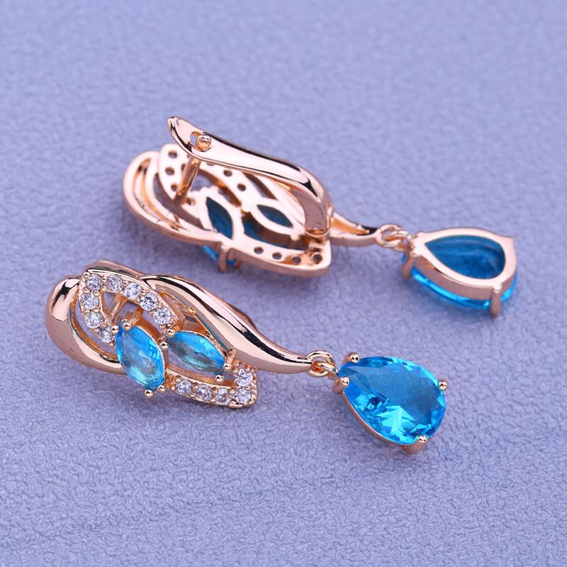 Orecchini a clip MINTHA Trendy Color Oro Rosa Matrimonio Gioielli Moda Quotidiana Orecchini Zirconia Cubica Blu Per Donne Orecchini da Sposa
