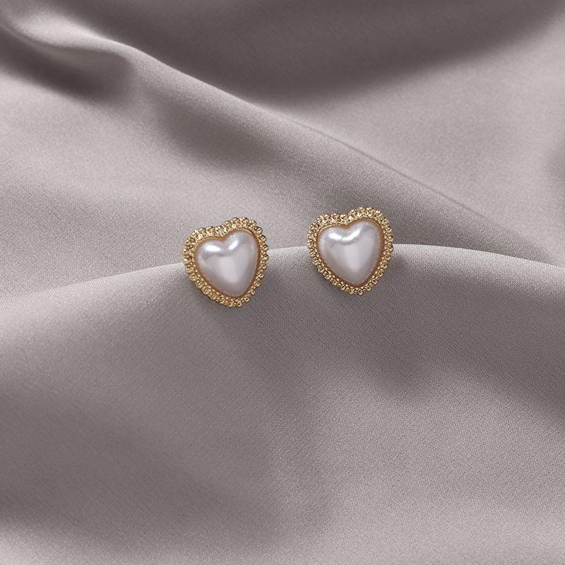 S925 Silber Spitzenherz Perlenstecker - Schlafbequemes Koreanisches Herz-Hänge-Design für Frauen