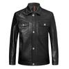 Autumn and winter young and middle-aged men's lapel single leather leather jacket, fashionable and handsome velvet motorcycle leather jacket