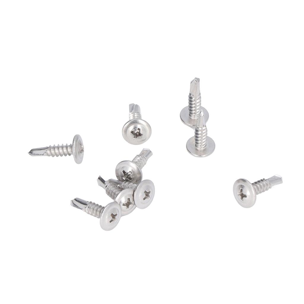 100 Stück Selbstbohrende Schraube Rundkopfschrauben mit Unterlegscheibe 304 Edelstahl für Holzarbeiten M4.8x19