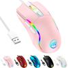 Wired Gaming Mouse 12800 DPI Adjustable A825F Optical Sensor 13 LED Modes 6 Buttons Ergonomic Cable USB Connection PC Mouse Rose Pink - - - - -