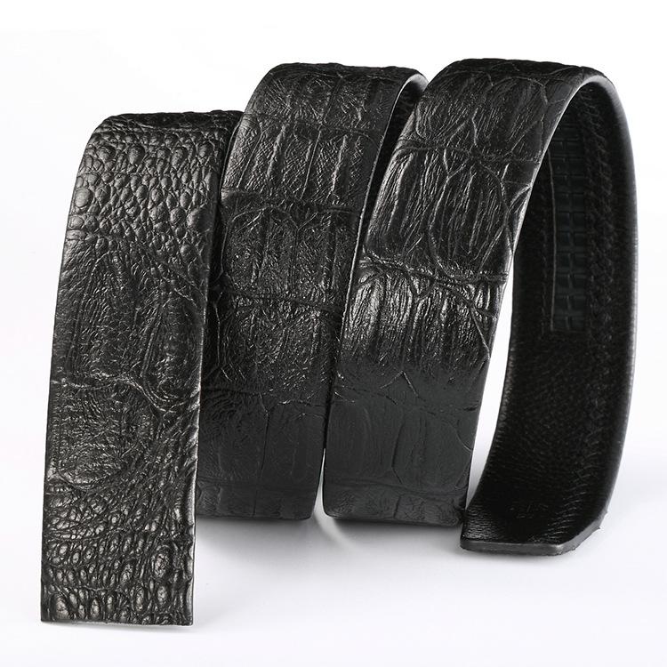 Crocodile Pattern Belt, Genuine Leather Without Lead, Automatic Buckle 3.5Cm Headless, First Layer Cowhide Strip, Business Buckle-Free Belt