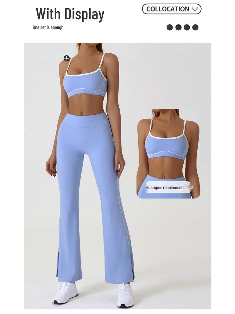 High Waist Nude-Feel Hip-Lifting Yoga Pants for Women - Flared Slit Design for Dance, Fitness, and Outdoor Activities