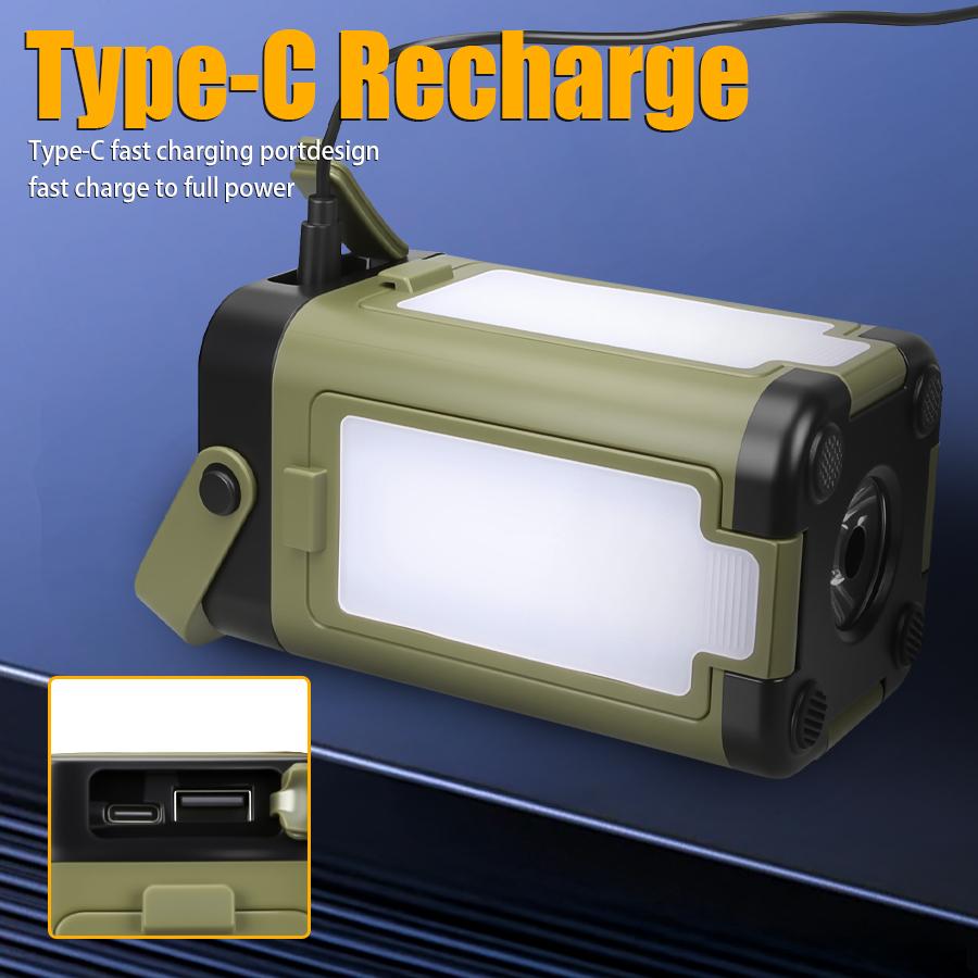 Solar rechargeable LED camping light, barbecue light, 4-leaf folding tent light, atmosphere light, outdoor emergency lighting flashlight